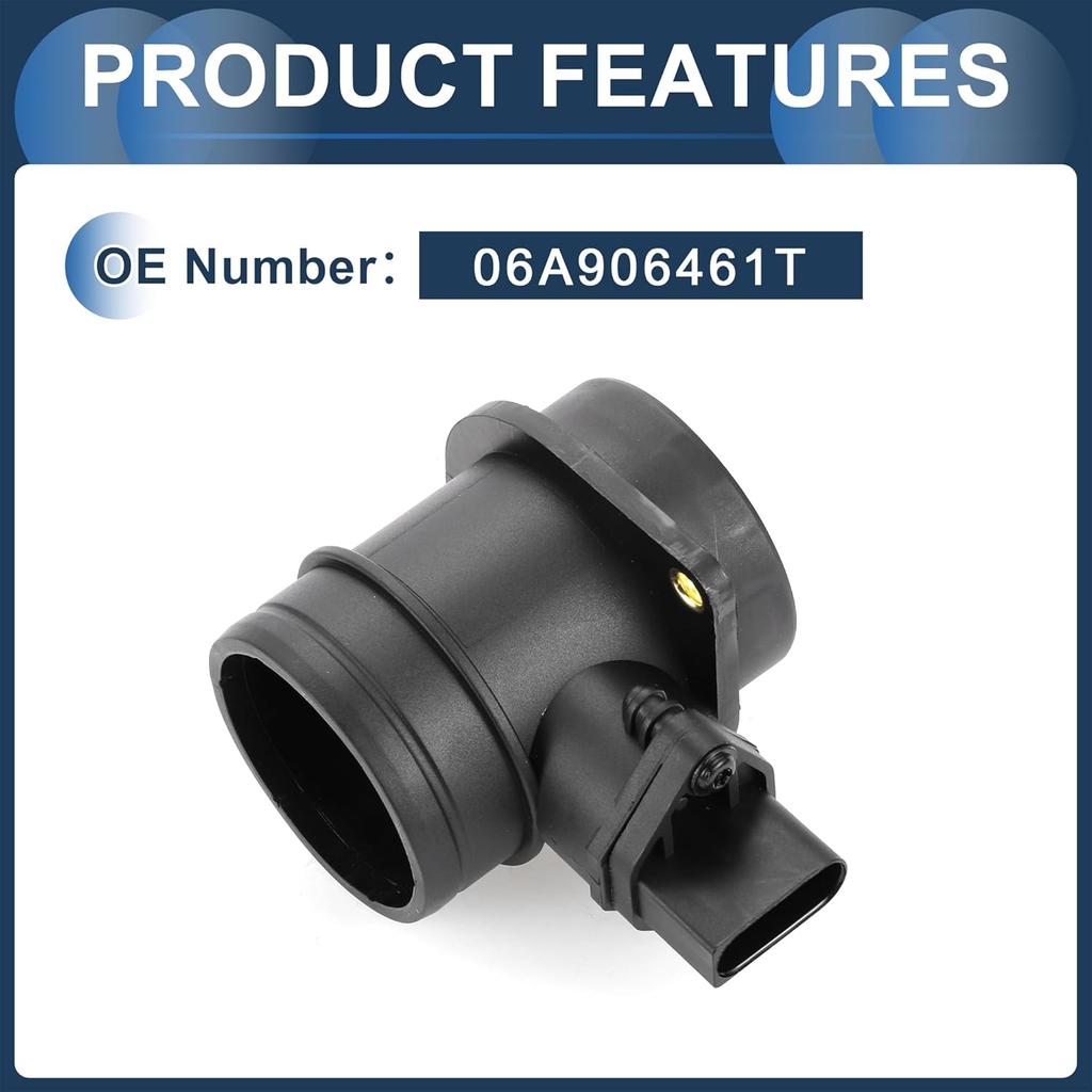 Mass Air Flow Sensor Assembly, MAF Sensor No.06A906461T for Volkswagen Jetta 2005 2.0L L4 Black, 1 Pc
