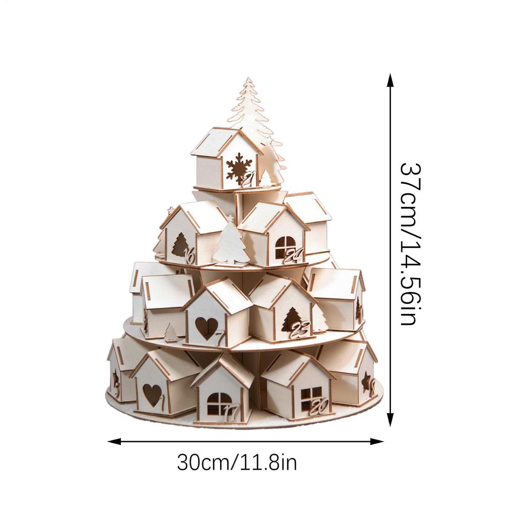 Casa Calendario dell'Avvento in Legno di Natale con 24 Casette Conto alla Rovescia per Natale Regalo Kraft Fai da Te per Bambini Famiglia Decorazione per la Casa