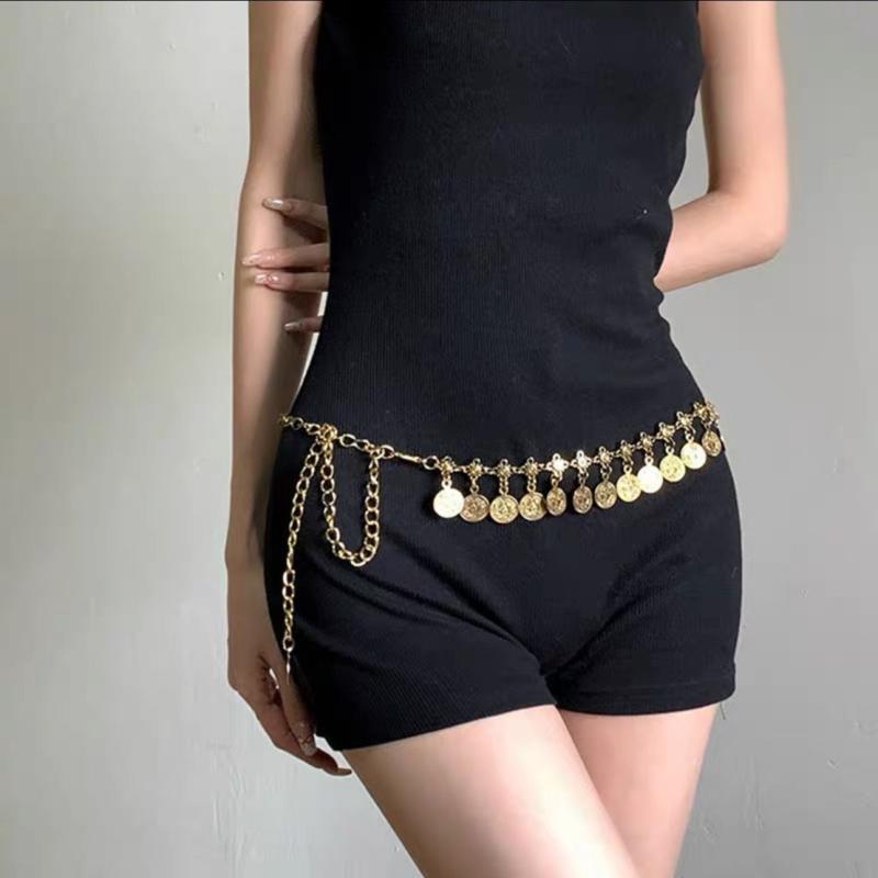 High Quality Ethnic Style Tassel Belly Dance Waist Chain Adjustable Long Golden Belt For Women Girls Fashion Dress Accessories