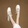 French Round Head Bow Mary Jane Shoes Women's New Shallow Mouth Flat Sole Shoes Versatile Leather Shallow Mouth Women's Shoes