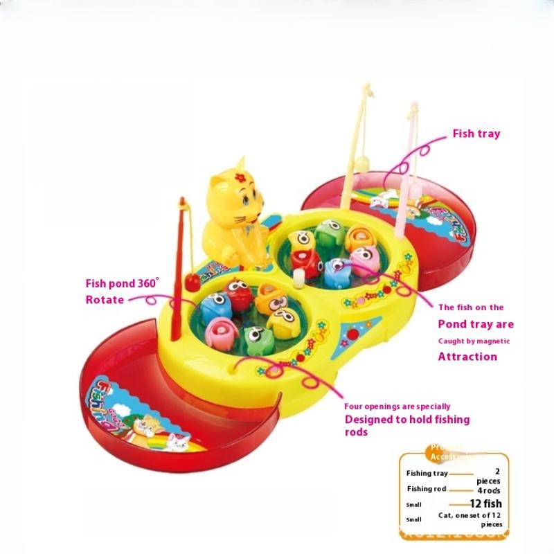 1 Set Kids Birthday Gifts Magnetic Small Fish Wind-up Clockwork Toys Mini Fishing Machine Parent-child Game
