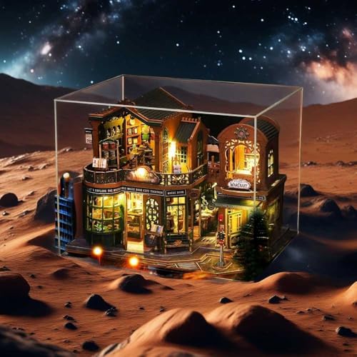 FSEARRT Dollhouse DIY Kit Set, Miniature Dollhouse Kit, Living Room Decor, Gift, Relaxing Item (Twilight Bookstore (Dustproof Case)