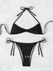 European And American New Bikini Split Solid Color Swimsuit Thong Sexy Split Swimsuit