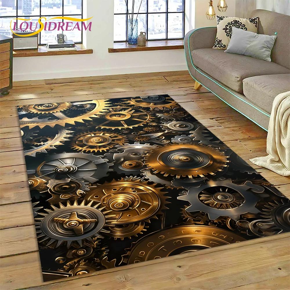 3D Mechanical Cogs Gears Steampunk Rug Carpet for Living Room Bedroom Decor,floor Mat Non-slip Decoration for Sofa Doormat Gifts