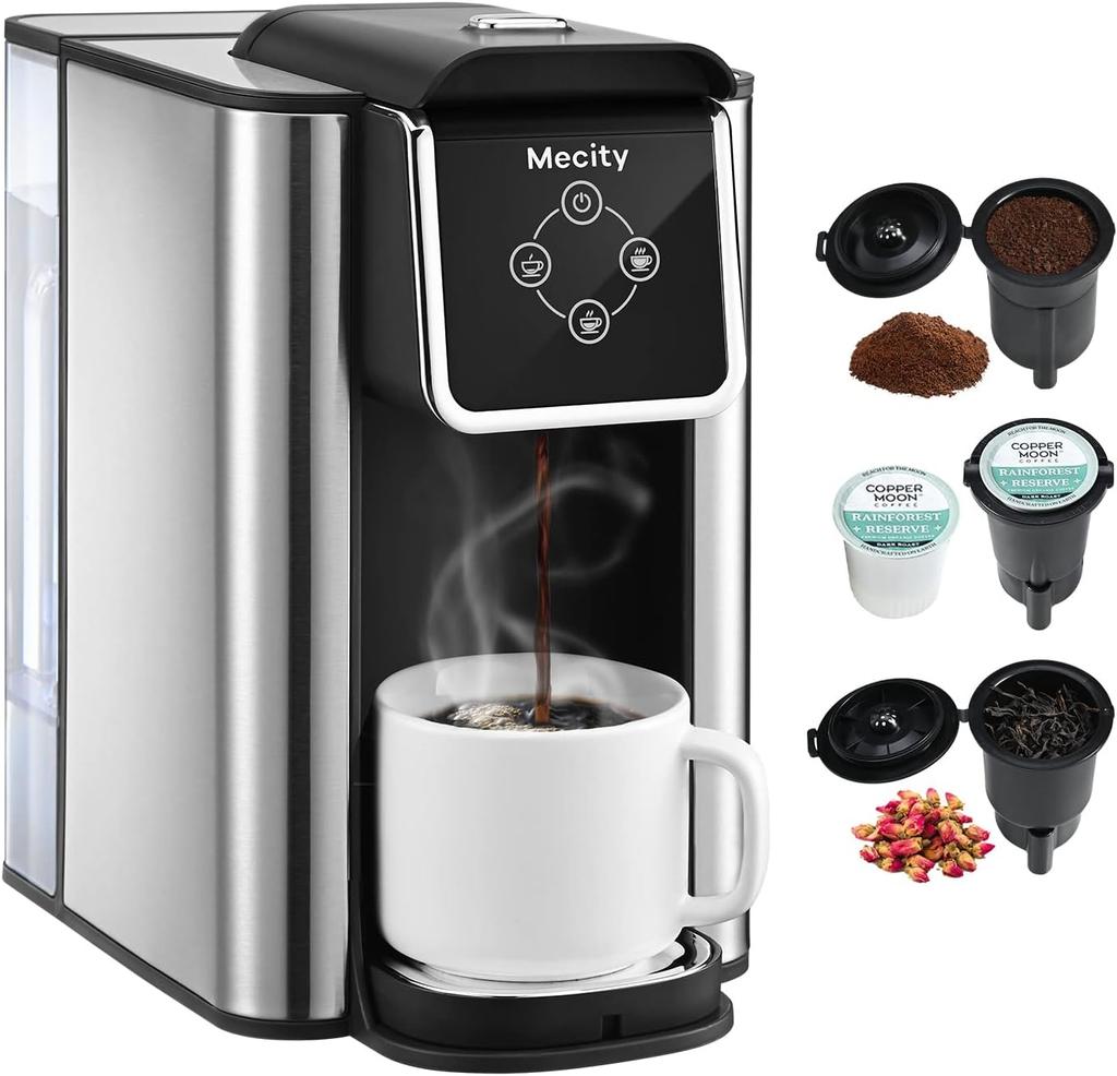 3-i-1 Kaffebryggare för K-Cups, Snabbkaffe & Te, 6-10 oz, 50 oz Avtagbar Vattentank, 120V, 1150W