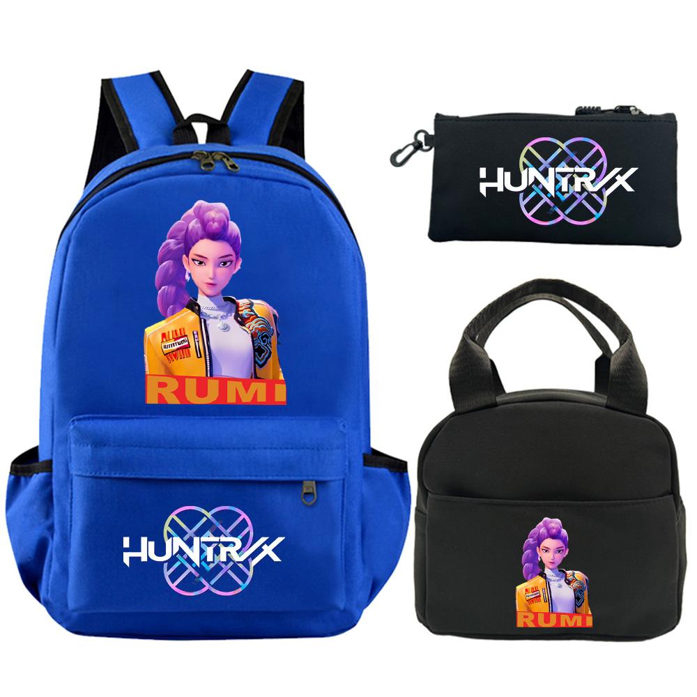 3Pcs/set Anime Demon Hunters Printed Backpack with Shoulder Bag Pencil Case for Student Boy Girl Schoolbag Large Capacity Waterproof Bookbag