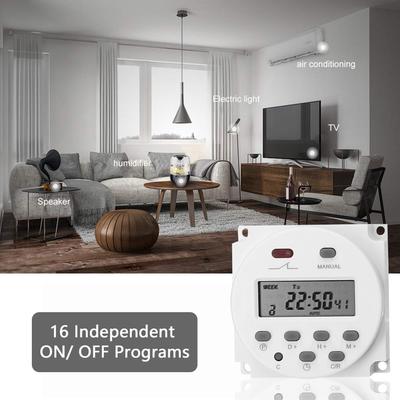 Wöchentlich programmierbarer digitaler Zeitschaltuhr-Schalter, tafelmontierter elektrischer Timer, 16 unabhängige EIN/AUS-Schalter