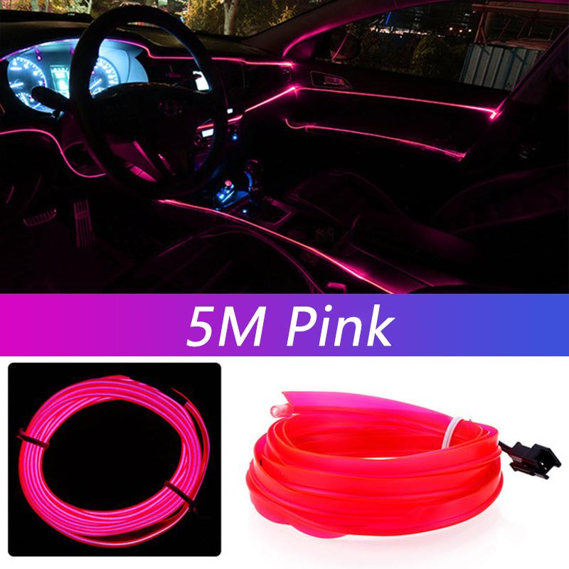 5M LED páskové světlo do interiéru auta Neon EL kabeláž Dekorativní lampa pro auto DIY Flexibilní ambientní světlo USB Party Atmosféra Dioda