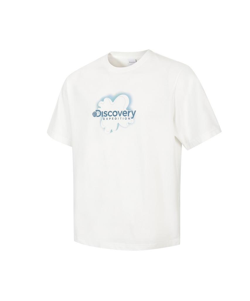DISCOVERY EXPEDITION Uni Freshvent Map Lettering Short Sleeve T-Shirt (White)