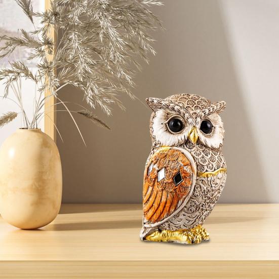 Owl Statue Realistic Look Animal Themed Ornament Owl Collectible Figurine