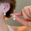 Silver Needle Zircon Flower Pearl Stud Earrings Exquisite Light Luxury High-end Earrings Niche White Versatile Earrings