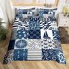 Nautical Duvet Cover Set Boat Pirate Bedding Set King Size Retro Sailboat Brown Comforter Cover Anchor Compass Vintage Quilt Set
