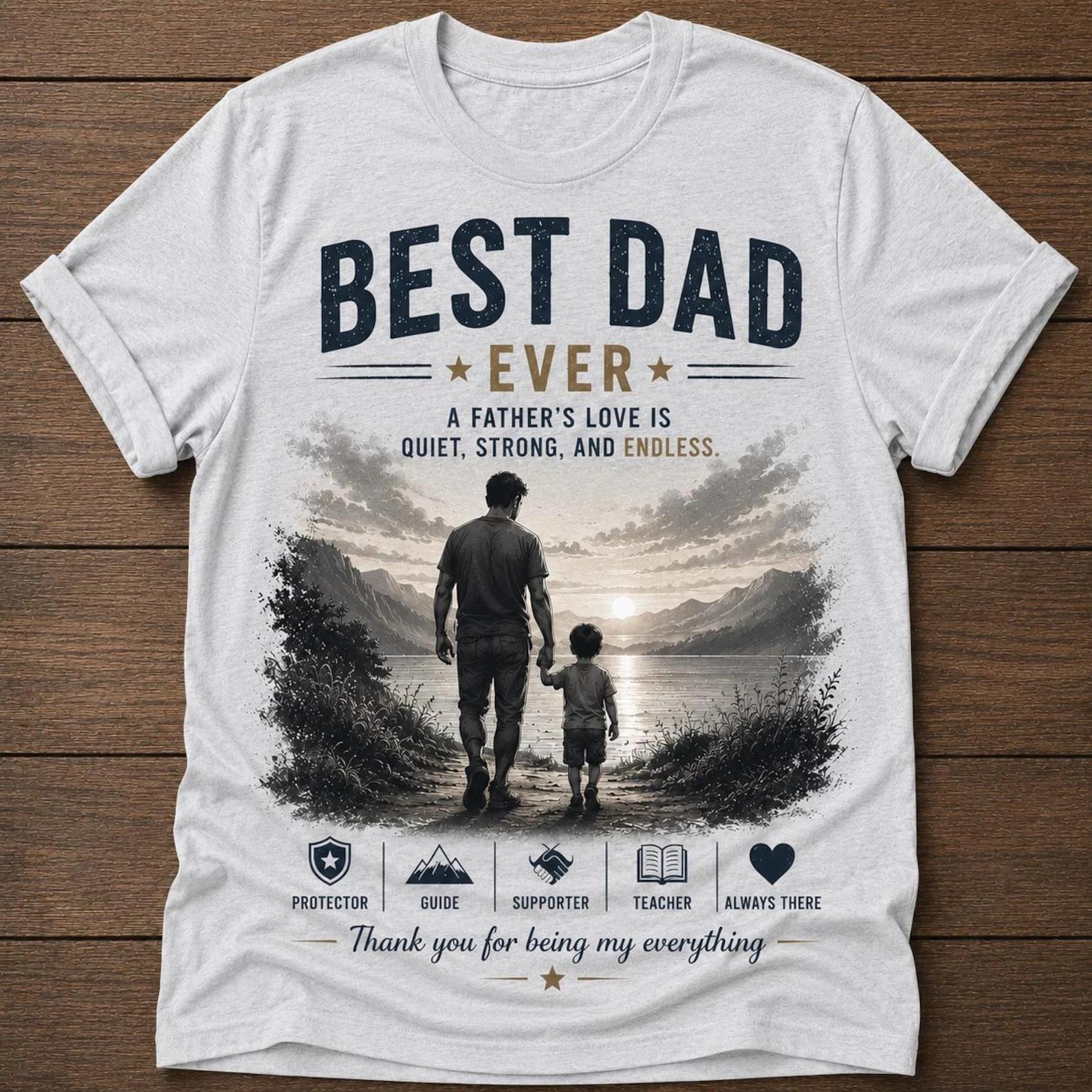 Best Dad Ever Father s Day Sunset Graphic T Shirt Gift for Dad XS