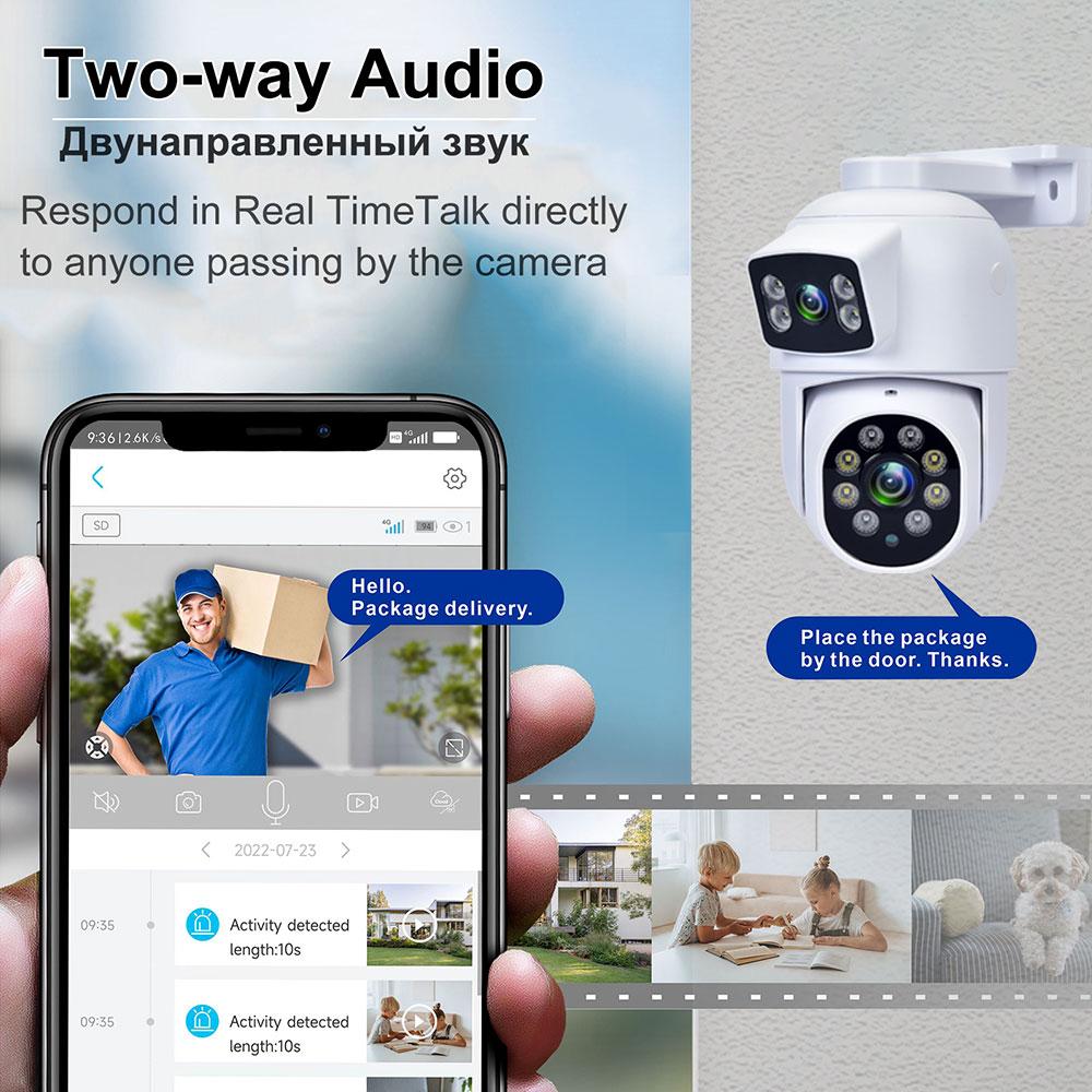 

6MP POE PTZ IP-камера з подвійним об єктивом, купольна для відеоспостереження CCTV, вулична, двостороннє аудіо, кольорове нічне відео, для системи NVR Xmeye 6MP POE Cam No SD