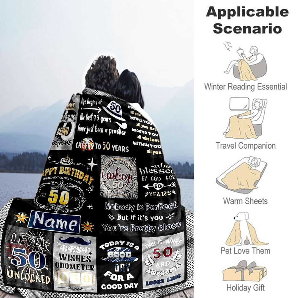 Birthday Personalized Name Blanket Cozy Customizable Blanket Ultra-Soft Perfect for Home Decor Picnics Office Chair Couch Ideal for All Seasons