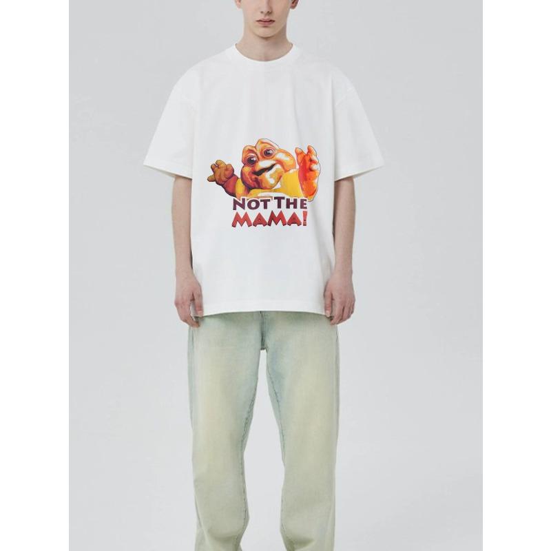 Black T Shirt with Not The Mama Text and Cartoon Character Print for Casual Wear