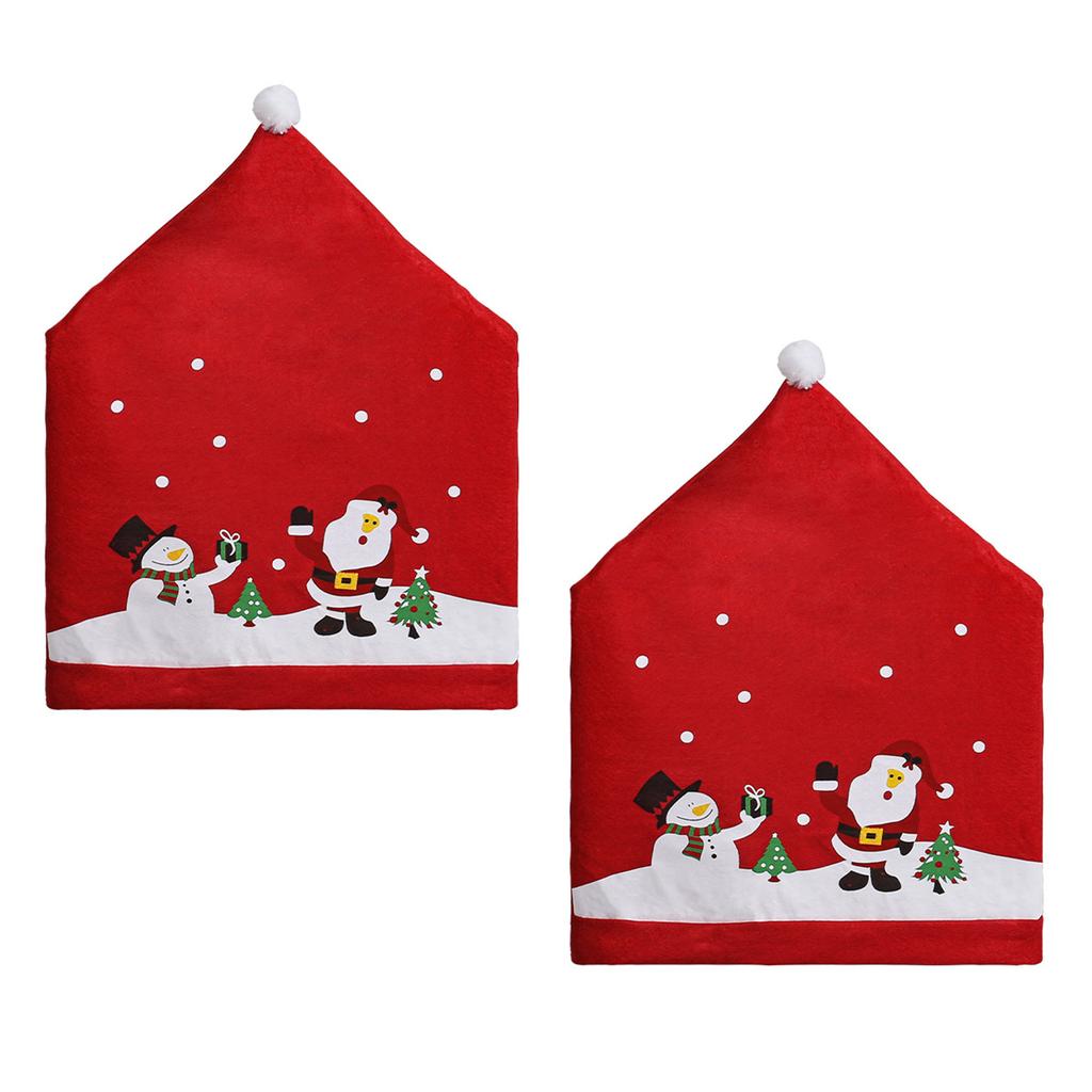 Santa Figure Fabric Chair Cover Smooth Universals Size for Dining Living Room Christmas Decoration