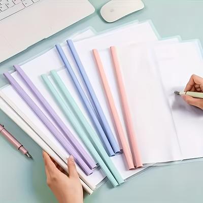 10pcs/Set Random Color A4 Transparent Expandable File Folders, Thickened Lever Arch Clips for Reports and Resumes
