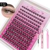 Kit Ciglia a Ciuffetti Ciglia da Gatto con Colla e Sigillante per Ciglia Vassoio Misto di Estensioni Ciglia Kit Ciglia a Ciuffetti