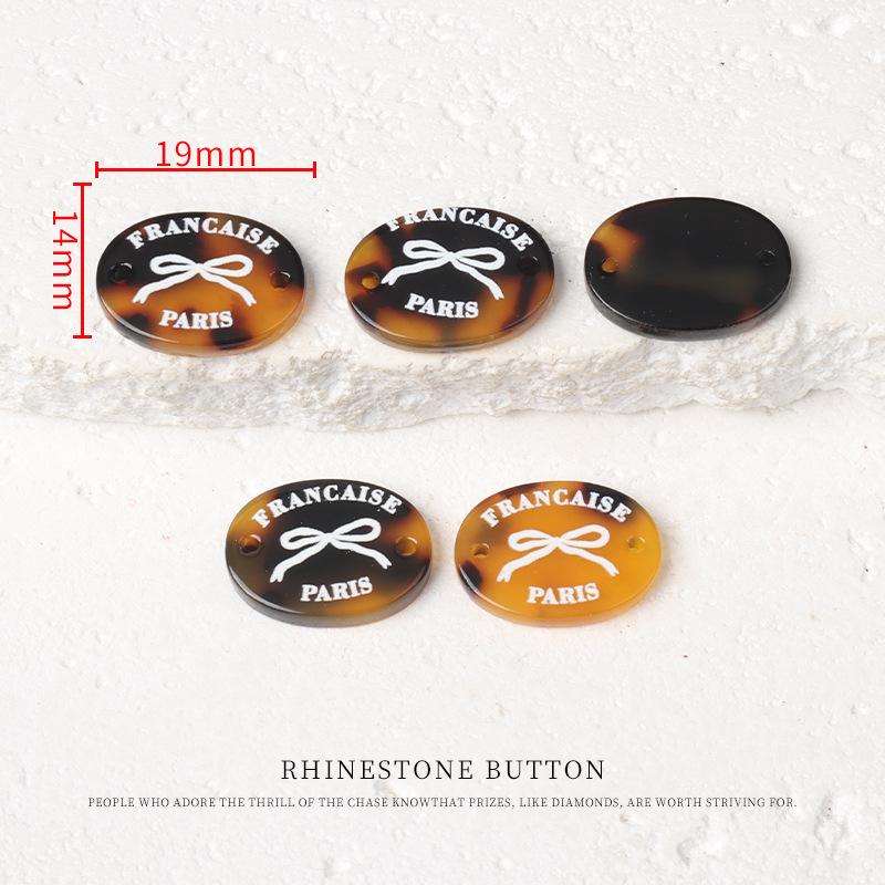 

5pcs Bow Sign Button Hair Band Fabric Diy Accessories Buttons Resin Imitation Shell Cardigan Sweater Clothing Buttons 18mm white character tortoiseshell coffee
