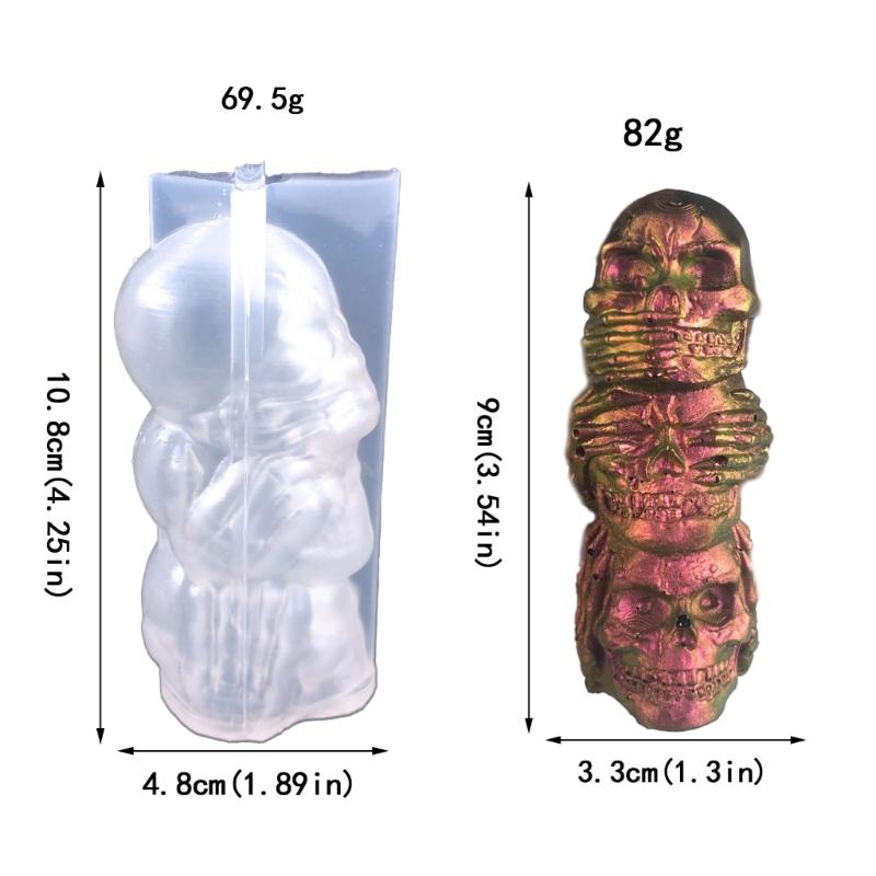 3D Skull Candle Mold,Skeleton Candle Silicone Mold for Candle Making,DIY Resin Crafts Mold for Aromatherapy Candle,Soap