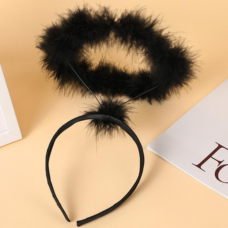 Cartoon Angel Cool Devil Headband Feather Hair Hoop Stage Hairbands