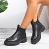 Fashion Women's Solid Color Platform Chelsea Boots Slip On Soft Sole Pu Leather Ankle Boots Woman Comfortable Autumn Winter Botas Mujer