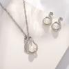 Pearl Butterfly Jewelry Set Oil Drop Butterfly Charm Pearl Bracelet Earrings Necklace Girls Jewelry Set