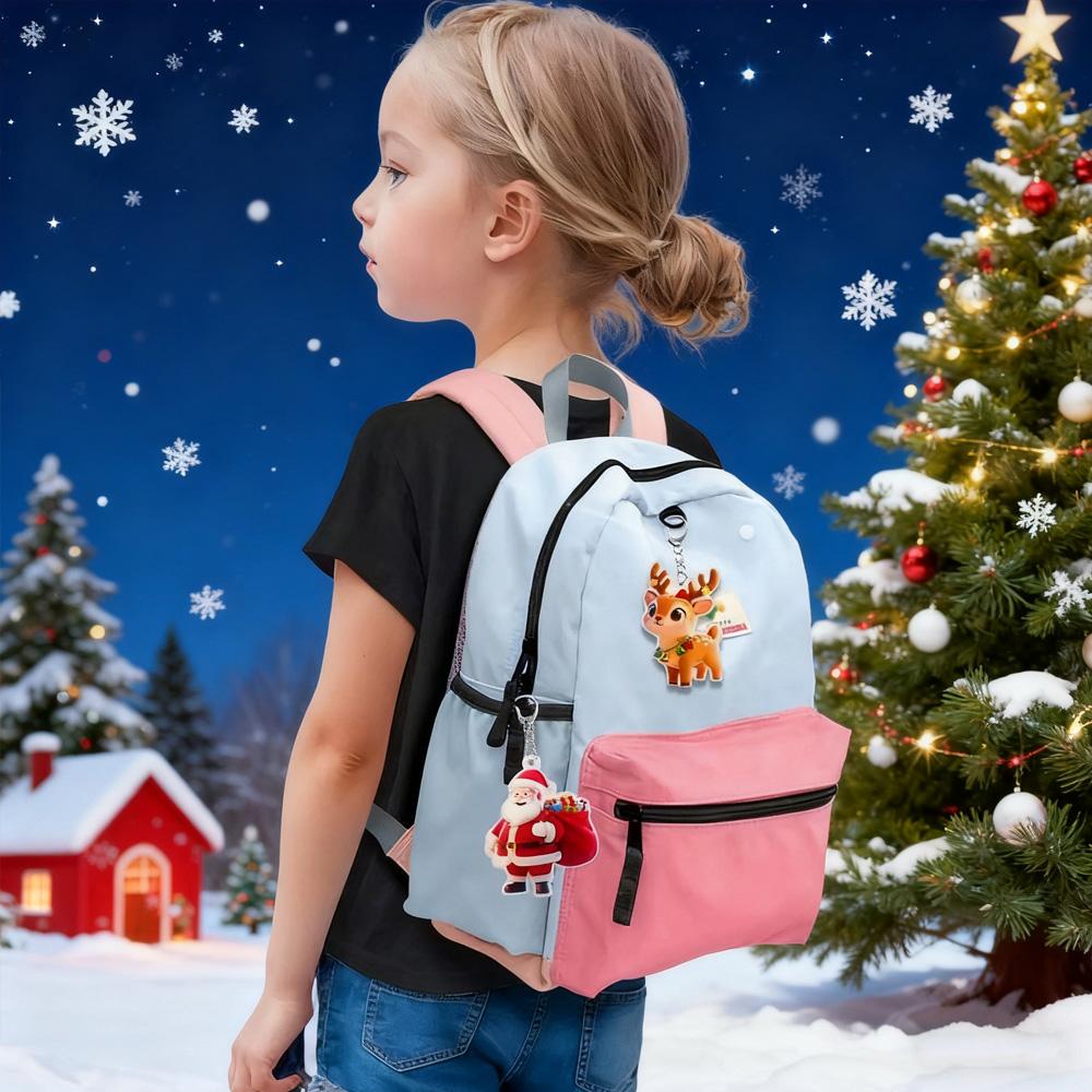 5PCS Xmas Acrylic Keychains Holiday Themed Pendants Lightweight Cute Christmas Bag Accessories Ideal Gift for Family Colleagues