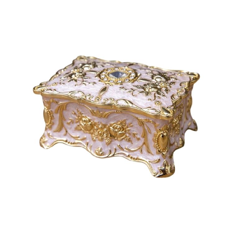 

Sophisticated Charm Rose Embosseds Metal Box For Safekeeping Jewelry Accessories And Valuables S белый