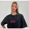 European and American Retro Old Washed Black Letters Print Cotton T-shirt Letter Printed Loose T-shirt