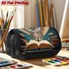 1pc Wise Owl Design Large Capacity Double Layer Flip Pencil Case with Zipper Closure - Owl-Themed & Office Suitable for Travel, for Study, For, for /,