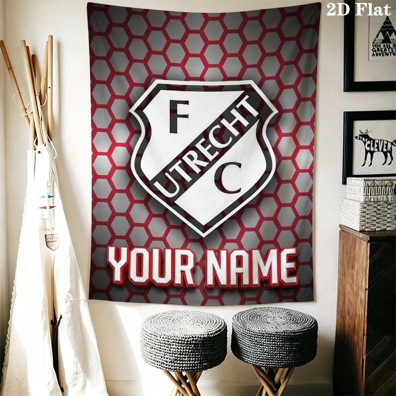 Custom Name FC Utrecht Wall Tapestry Aesthetic Wall Hanging Printed Fabric Blanket Decorative Tapestries for Bedroom Living Room Home Decor