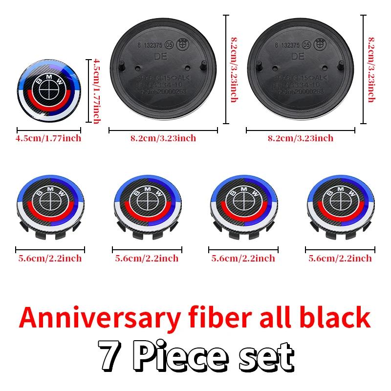 7Pcs 50th Anniversary Fiber Black Car Hood Front Rear Trunk Emblem Badge For BMW F20 E36 E46 X6 M4 E60 E93 E87 G01 G20 X3 X5 F30 FV7