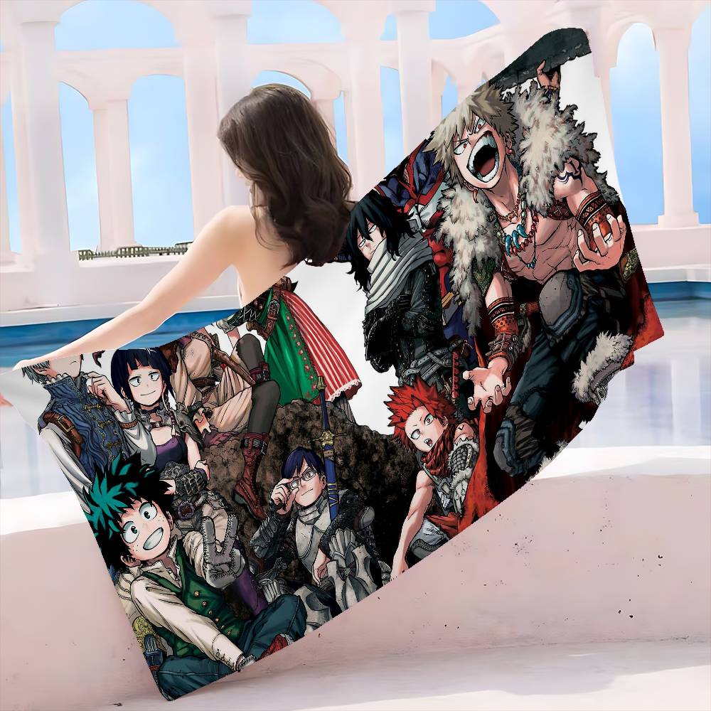 My Hero Academia Cool Cartoon Microfiber Blanket Quick Drying Beach Towels Oversized Printing Super Absorbent Pool Towel Blanket