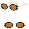 Ladies Sunglasses, Small Frame Oval Retro Too Catwalk Metal Glasses, Personalized Decorative Beach Travel Photo Sunglasses