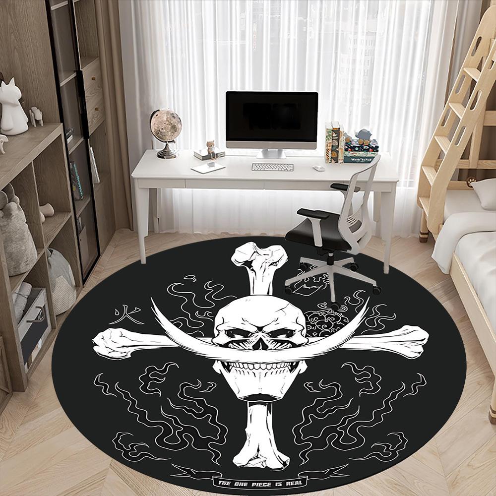 1pc One Piece Skull Office Round Area Rug, Indoor Mat Suitable For Office, Under Office Chairs Bedroom Living Room Home Decor  a0908141