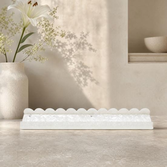 1/4Pcs Mahjong Rack with Magnetic Pusher & Storage Bag, Scalloped Acrylic Mah Jongg Tile Holder Pusher Bar, Gift for American Mahjong Players