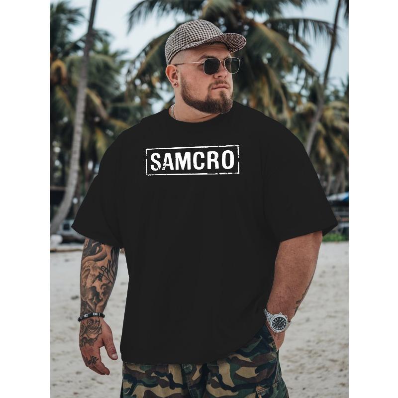 European Size SAMCRO Plus-size Men's Loose-fitting Printed T-shirt.Round-neck Short-sleeved Men's T-shirt.Essential Clothing for Men During Basketball