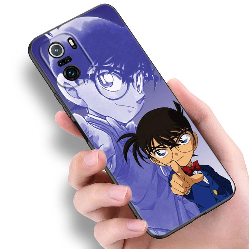 Anime Detective Conan Black Silicone Phone Case For Xiaomi POCO X3 X4 NFC F5 M3 M4 M6 X5 X6 Pro F3 F4 GT 5G C55 C65 M5