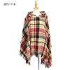 Women's Plaid Hooded Cape Ponchos Sweater Knitted Versatile Lightweight Warm Shawl Wrap Scarf Cape Poncho Pullover Cardigan Wrap Sweaters for Women