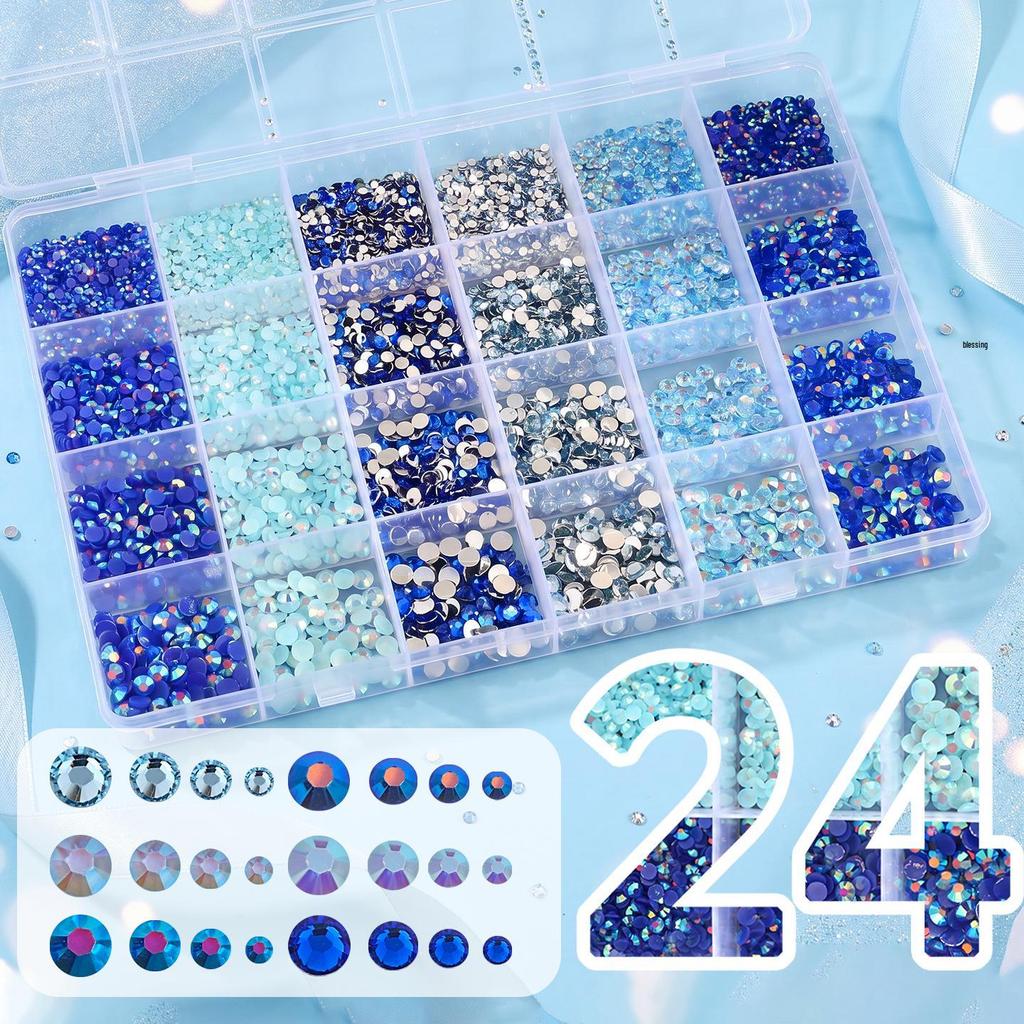 Fluorescent AB Resin Flat-Back Rhinestones for Nail Art - Mixed Sizes