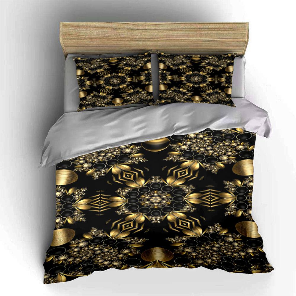 Gold Geometric and Floral. Bedding Sets Duvet Cover Sets Duvet Covers Pillowcases(1 * Duvet Cover 2 * Pillowcases Without Duvet Insert)