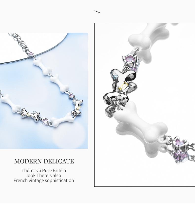Niche Bone Series Zircon Choker: Trendy Sweet Cool Necklace with Personality Fashion Clavicle Chain.
