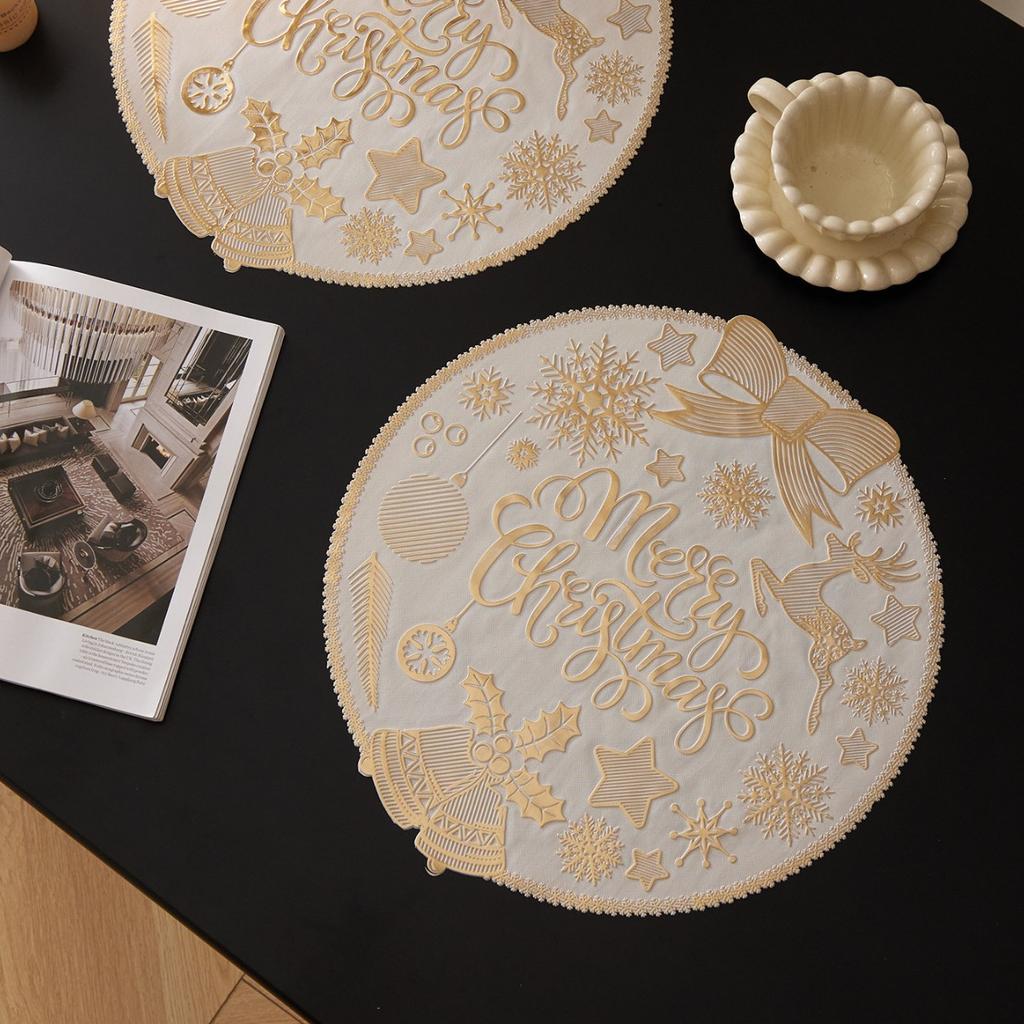 Christmas Bow Table Mat Injection Molded Table Mat Round Dining Table Mat Spot Insulation Mat Christmas Wind Decoration