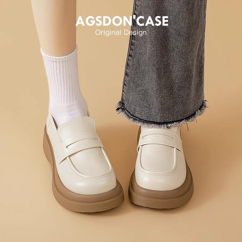 Augu Shiden Black Winter New Thick-soled Retro Matte Small Leather Shoes Velvet Jk Single Shoes