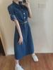 Real Shot Plus Size Denim Short-Sleeve Dress for Women - Summer Collection, Slimming Waist Design