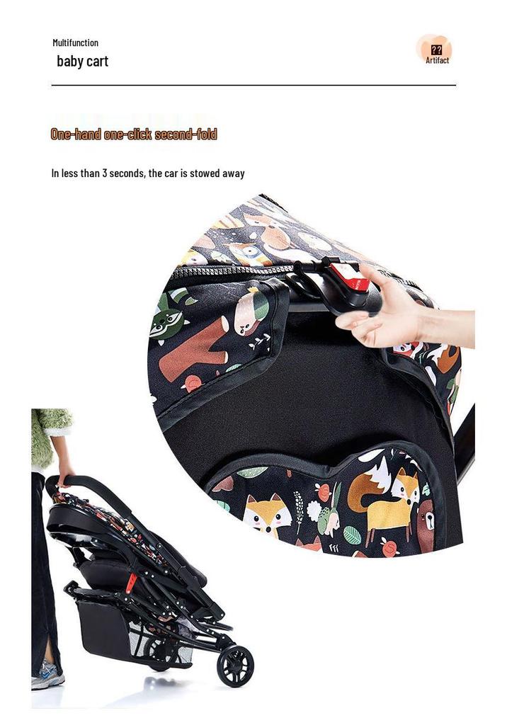 Ultra-light Foldable Four-wheel Baby Stroller for Newborns - Portable Pocket Design