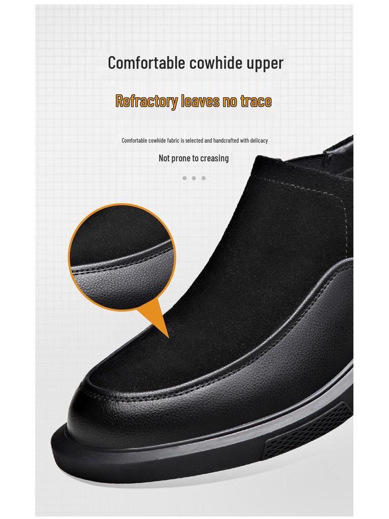 Men's Genuine Cowhide Leather Casual Shoes - 2025 Autumn/Winter Korean Style, Breathable & Versatile Retro Workwear Footwear