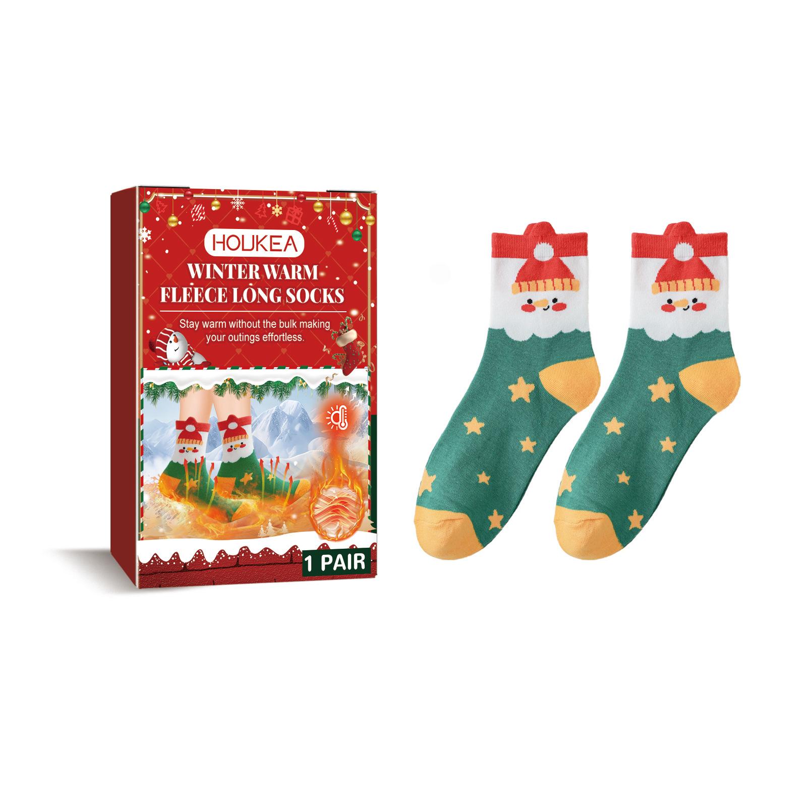 

Зимние теплые носки до середины икры Houkea - Идеальны для путешествий на открытом воздухе, катания на лыжах, защиты от холода и рождественских подарков